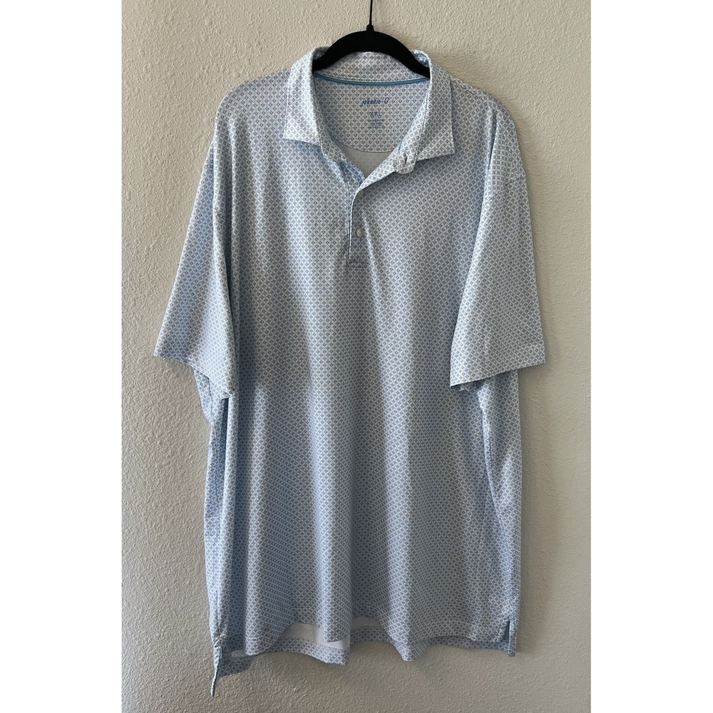 Johnnie-o Men's Polo Shirt Size XXL Blue White Short Sleeve Performance Golf